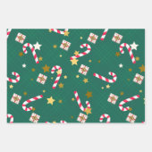 明るいレトロなクリスマスのラッピングペーパーシート ラッピングペーパーシート (正面3)