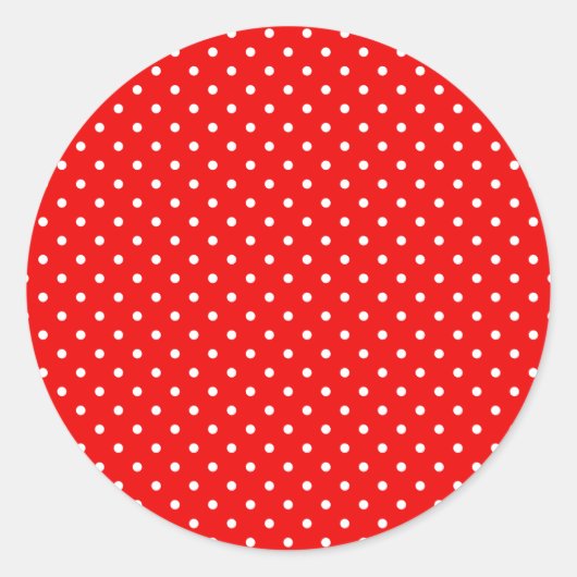 明るいレトロな赤白ドット 無地 ラウンドシール (正面)