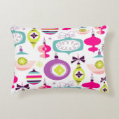 明るいレトロのクリスマスオーナメント アクセントクッション (正面)