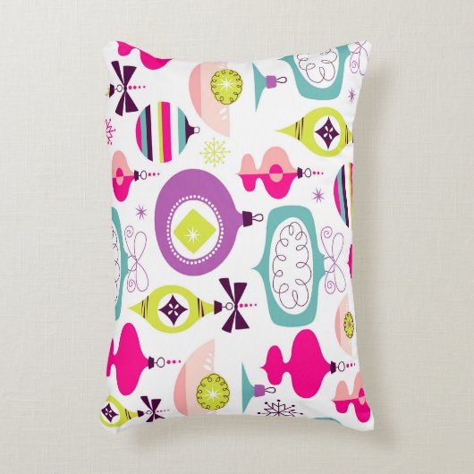 明るいレトロのクリスマスオーナメント アクセントクッション (正面(垂直))