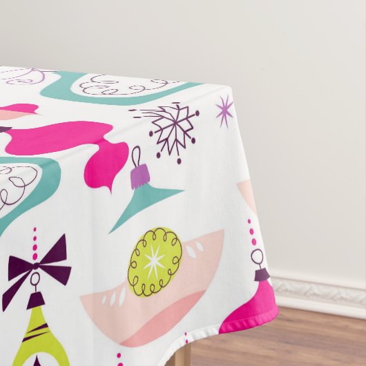 明るいレトロのクリスマスオーナメント テーブルクロス (インサイチュ)