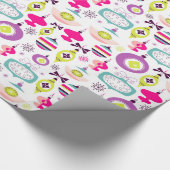 明るいレトロのクリスマスオーナメント ラッピングペーパー (角)