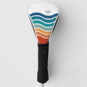 明るいレトロのストライプ波状のパターン（モノグラム） ゴルフヘッドカバー (正面)