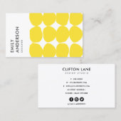 明るいレトロの大きな手書き黄色の水玉模様 名刺 (正面/裏面)