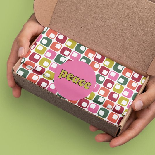 明るいレトロの正方形の幾何学的パターン 薄葉紙