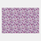 明るいレトロの花の模様(ピンクと紫) ラッピングペーパーシート (正面)