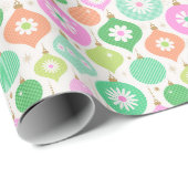 明るいレトロクリスマスオーナメント ラッピングペーパー (ロールコーナー)