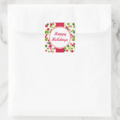 明るいレトロクリスマスステッカー スクエアシール (バッグ)