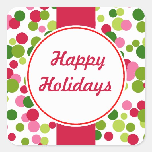 明るいレトロクリスマスステッカー スクエアシール (正面)