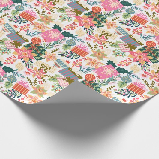 明るいレトロモダンカラフルのクリスマス休暇 ラッピングペーパー (角)