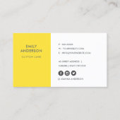 明るいレトロ大きな手の描画された黄色の水玉模様 名刺 (裏面)