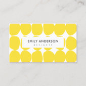 明るいレトロ大きな手描き黄色の水玉模様 名刺 (正面)