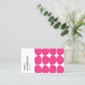 明るいレトロ大手描きピンク水玉模様 名刺 (スタンド正面)