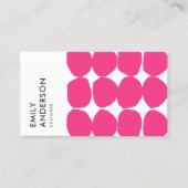明るいレトロ大手描きピンク水玉模様 名刺 (正面)