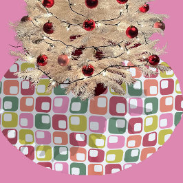 明るいレトロ1970s幾何学模様クリスマス ブラッシュドポリエステルツリースカート