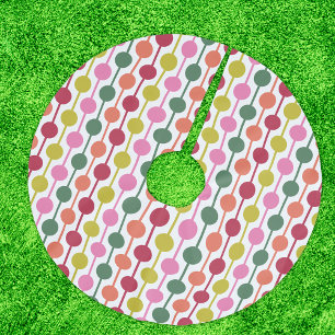 明るいレトロ1970s幾何学的パターン ブラッシュドポリエステルツリースカート