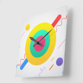 明るいレトロ80s色の形状 スクエア壁時計 (傾斜)