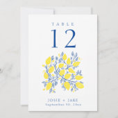明るいレモンつる植物テーブル番号座席表 招待状 (正面)