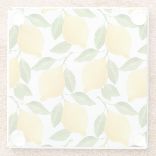 明るいレモンのガラスのコースター ガラスコースター (裏面)