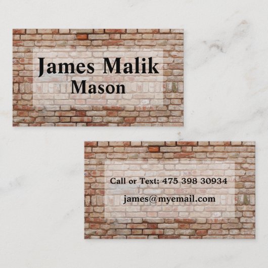明るいレンガのパターンの壁石積み名刺 名刺 (正面/裏面)