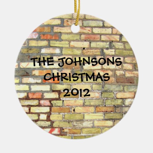 明るいレンガ壁 セラミックオーナメント (正面)