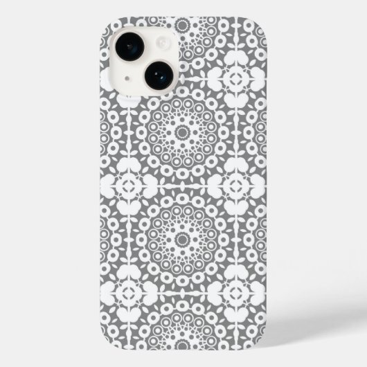 明るいレースのよう灰色の背景の白い四角 Case-Mate iPhoneケース (裏面)