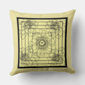 明るいロックドストライプのフローラ クッション (裏面)