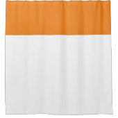 明るいワイドタンジェリンオレンジストライプトップオンホワイト シャワーカーテン (正面)