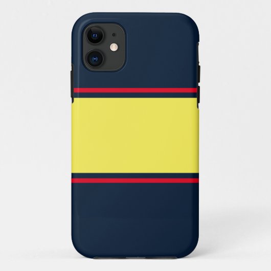 明るいワイド黄色の赤のレースストライプ海軍の上 Case-Mate iPhoneケース (裏面)