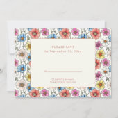 明るいワイルドフラワーパターンRSVPカード 招待状 (正面)