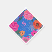 明るいワイルドフラワーピンクブルー誕生日パーティー スタンダードカクテルナプキン (角)