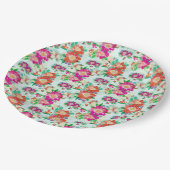 明るいヴィンテージの花柄パターン ペーパープレート (アングル)