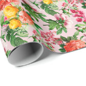 明るいヴィンテージフローラ開花オンピンク装飾用クッション ラッピングペーパー (ロールコーナー)