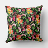 明るいヴィンテージフローラ開花オンブラック装飾用クッション クッション (裏面)