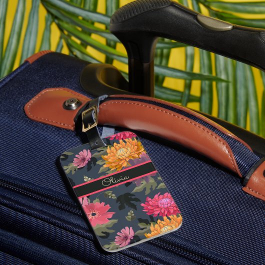 明るいヴィンテージフローラ ラゲッジタグ (正面インサイチュ1)