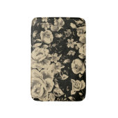 明るいヴィンテージ油の花オン黒 バスマット (正面縦)