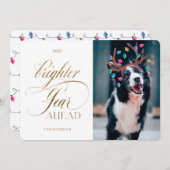 明るい一年先のおもしろいペット写真トナカイのライト シーズンカード (正面/裏面)