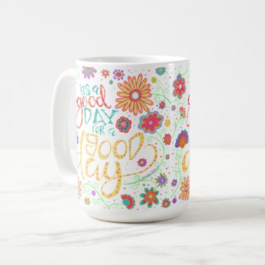 明るい一日は良い一日の引用文 コーヒーマグカップ (正面左)