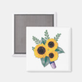 明るい三つのひまわり マグネット (正面/裏面)