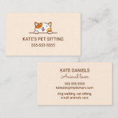 明るい三毛猫のぞきペット座りサービス 名刺 (正面/裏面)
