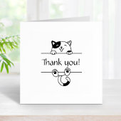 明るい三毛猫のぞき見ありがとう ラバースタンプ