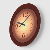 明るい中央の壁の時計がハイライト表示された茶色の赤 ラージ壁時計 (傾斜)