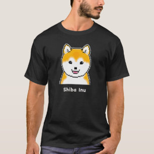 明るい丸い顔の柴犬ピクセルアート Tシャツ