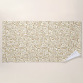 明るい丸または木製のダッシュ、茶色と白。 ビーチタオル (正面)