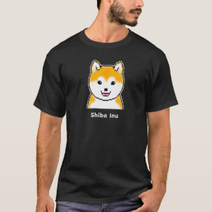明るい丸顔の柴犬ピクセルアートプレミアム Tシャツ