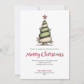 明るい個性的なクリスマスツリーの水彩グリーティング シーズンカード (正面)