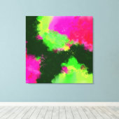 明るい側面 – グリーンレッドバイオレット抽象芸術アート キャンバスプリント (インサイチュ (ウッドフロア))