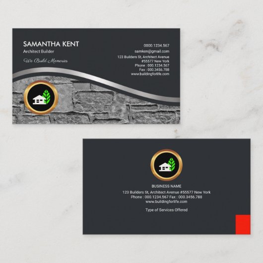 明るい兆候の灰色のセメントの煉瓦建築者の建築家 名刺 (正面/裏面)