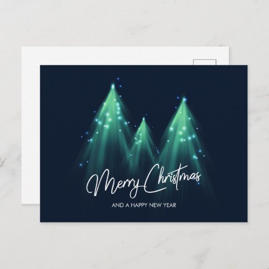 明るい光で照らされたクリスマスツリーはがき ポストカード (正面/裏面)