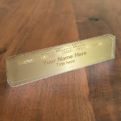 明るい光沢がある金ゴールド| DIYの名前およびタイトル デスクネームプレート (側面)